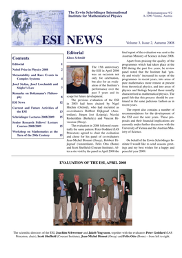 ESI NEWS Volume 3, Issue 2, Autumn 2008