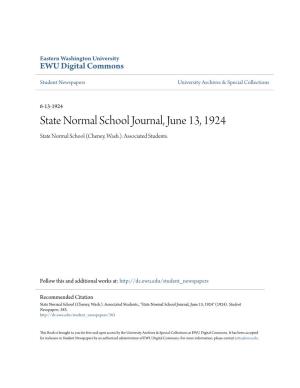 State Normal School Journal, June 13, 1924 State Normal School (Cheney, Wash.)