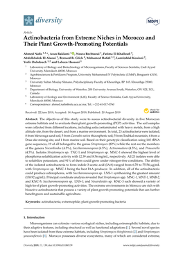 Actinobacteria from Extreme Niches in Morocco and Their Plant Growth-Promoting Potentials