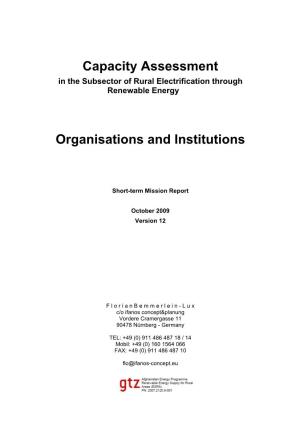 Capacity Assessment Organisations and Institutions
