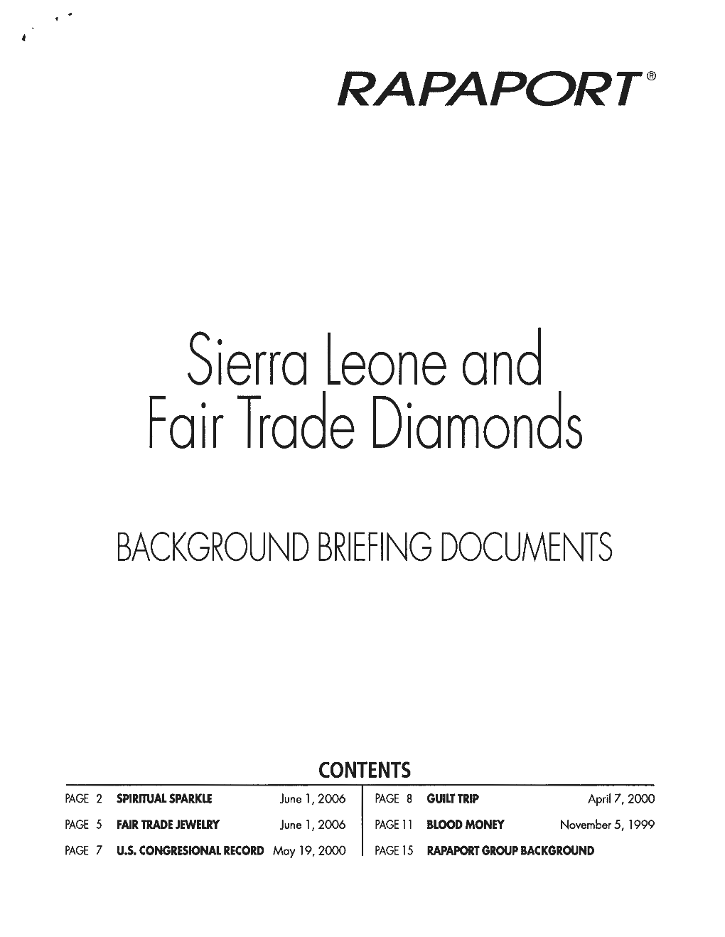 Sierra Leone and Fair Trade Diamonds