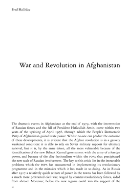 Fred Halliday, "War and Revolution in Afghanistan"
