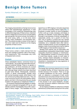 Benign Bone Tumors