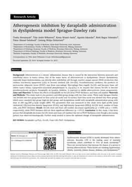 Atherogenesis Inhibition by Darapladib Administration in Dyslipidemia Model Sprague-Dawley Rats