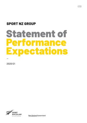 SPORT NZ GROUP Statement of Performance Expectations —