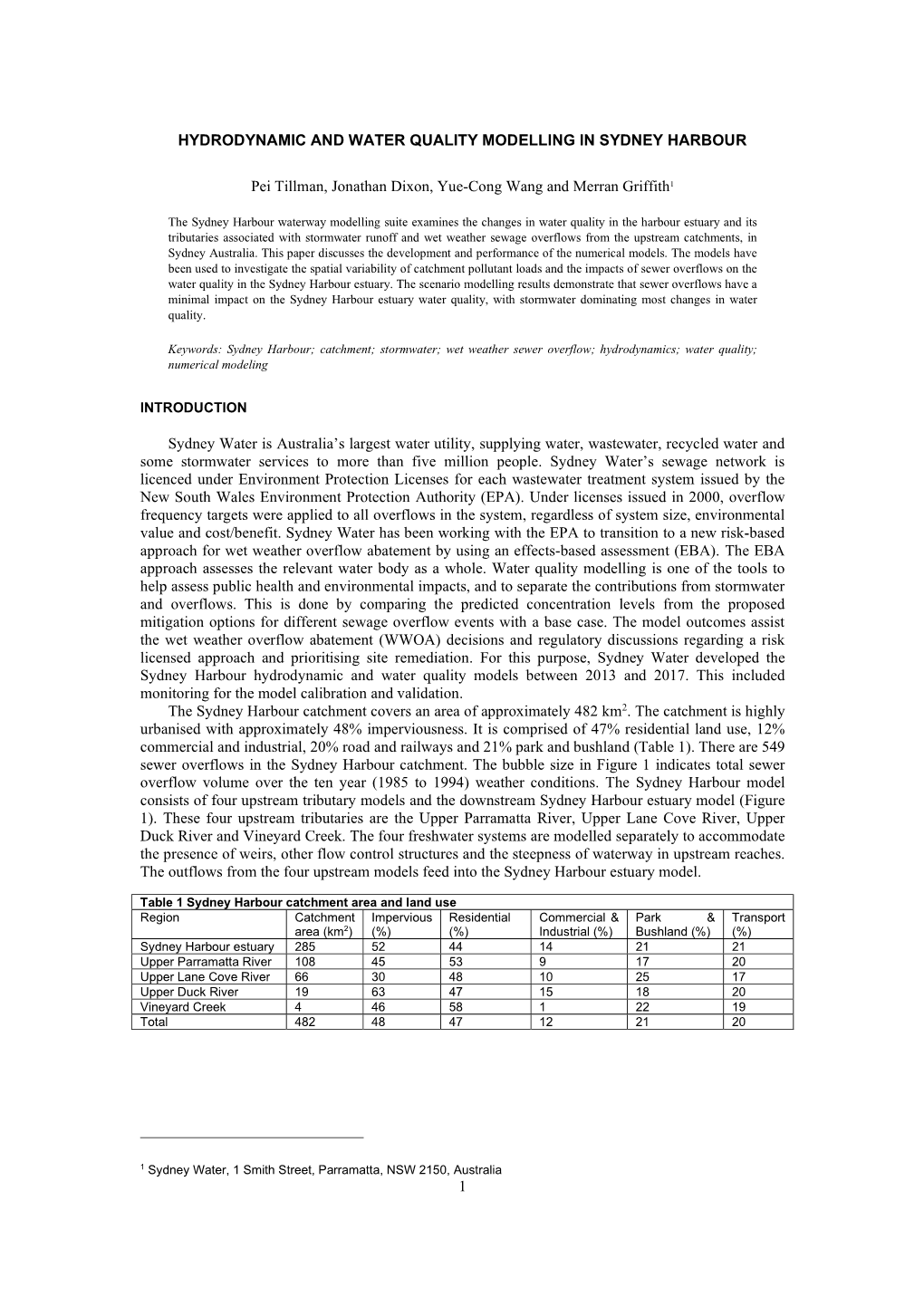 1 Hydrodynamic and Water Quality Modelling in Sydney