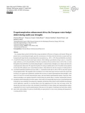Evapotranspiration Enhancement Drives the European Water-Budget
