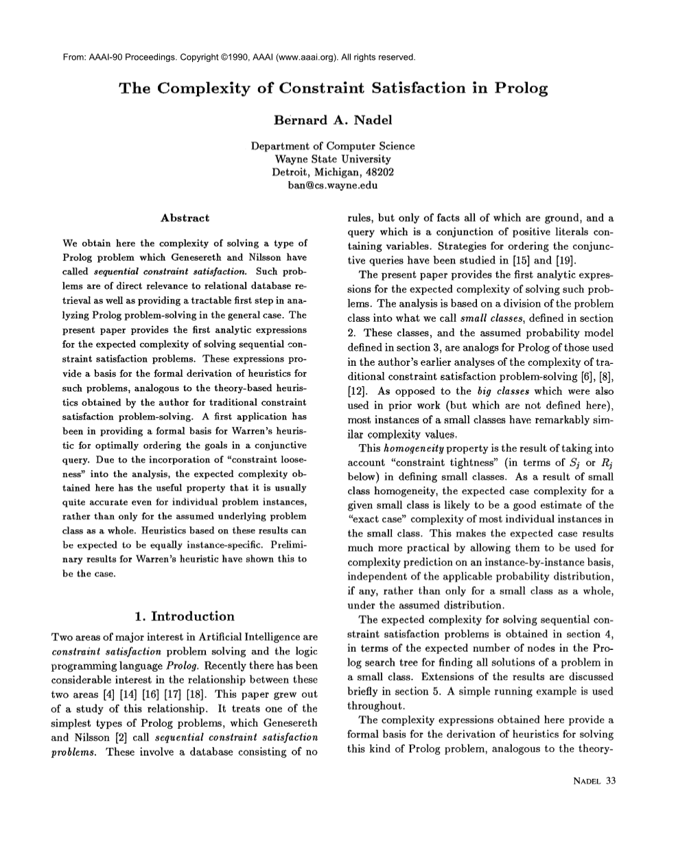 1990-The Complexity of Constraint Satisfaction in Prolog