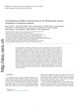 Developing Foram-AMBI for Biomonitoring in The
