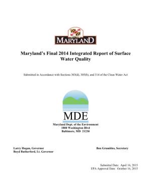 Maryland's Final 2014 Integrated Report of Surface Water Quality