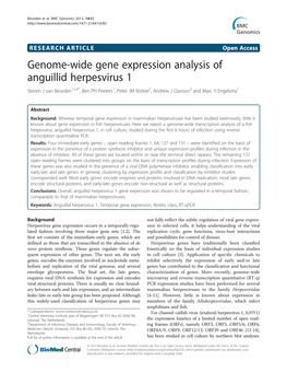 Genome-Wide Gene Expression Analysis of Anguillid Herpesvirus 1 Steven J Van Beurden1,2,4*, Ben PH Peeters1, Peter JM Rottier2, Andrew J Davison3 and Marc Y Engelsma1