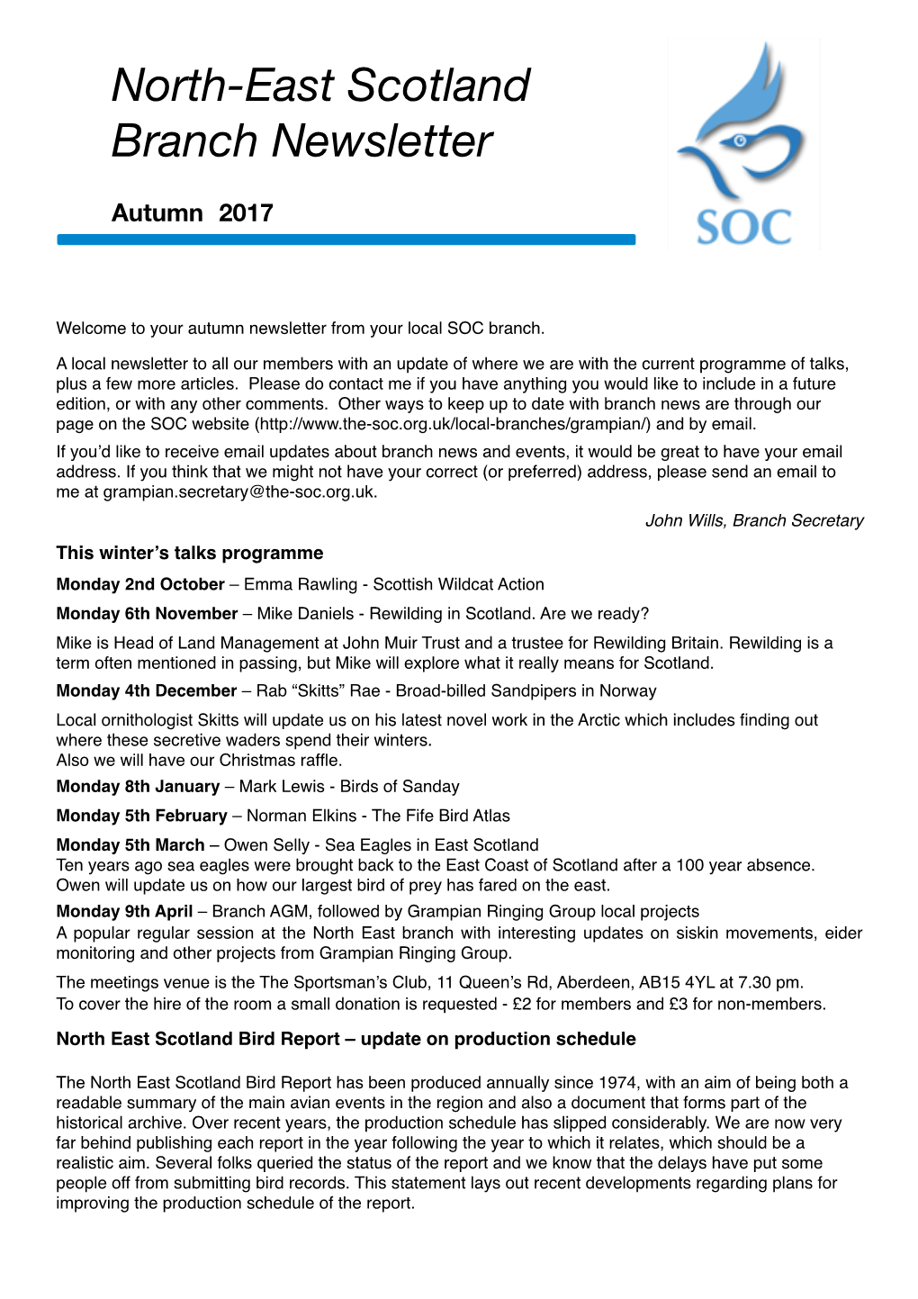 North-East Scotland Branch Newsletter