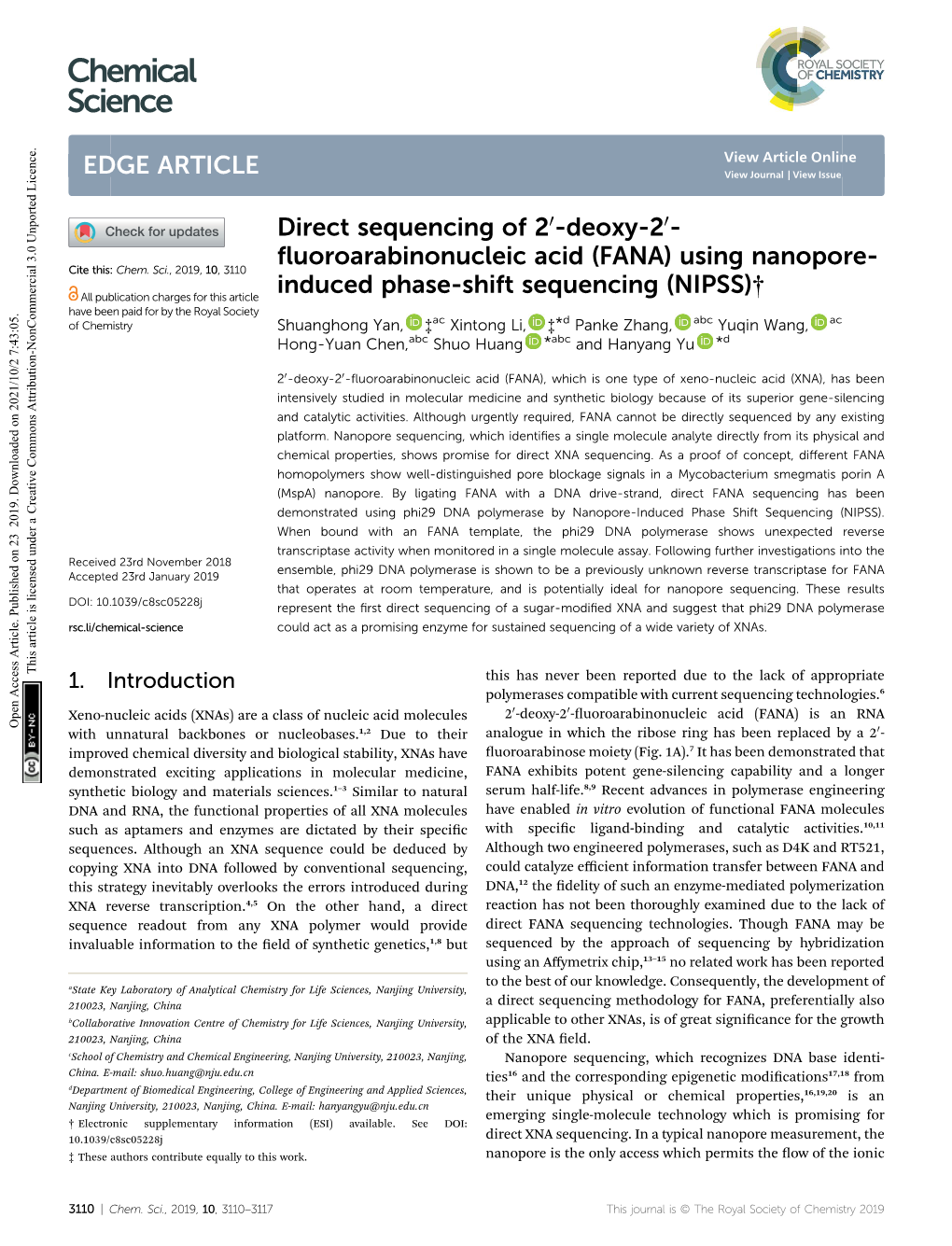 FANA) Using Nanopore-Induced Phase-Shift Sequencing (NIPSS