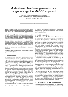 Model-Based Hardware Generation and Programming - the MADES Approach