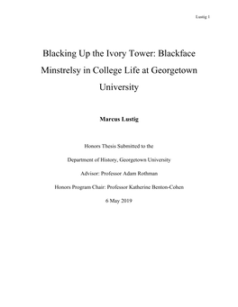 Blackface Minstrelsy in College Life at Georgetown University