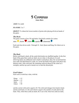 5 Crowns Game Rules