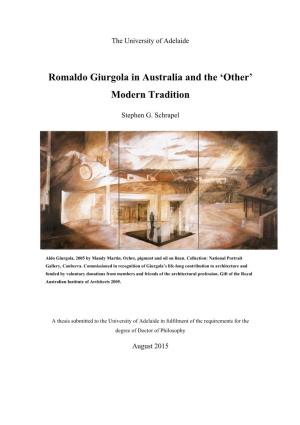 Romaldo Giurgola in Australia and the ‘Other’ Modern Tradition