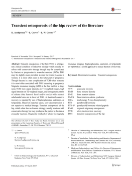 Transient Osteoporosis of the Hip: Review of the Literature