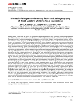 Mesozoic-Paleogene Sedimentary Facies And