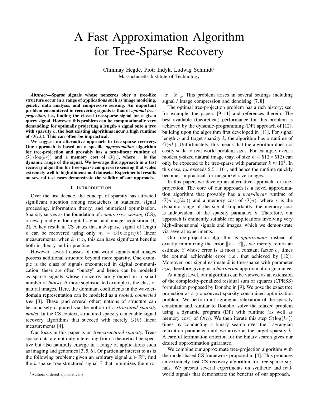 A Fast Approximation Algorithm for Tree-Sparse Recovery