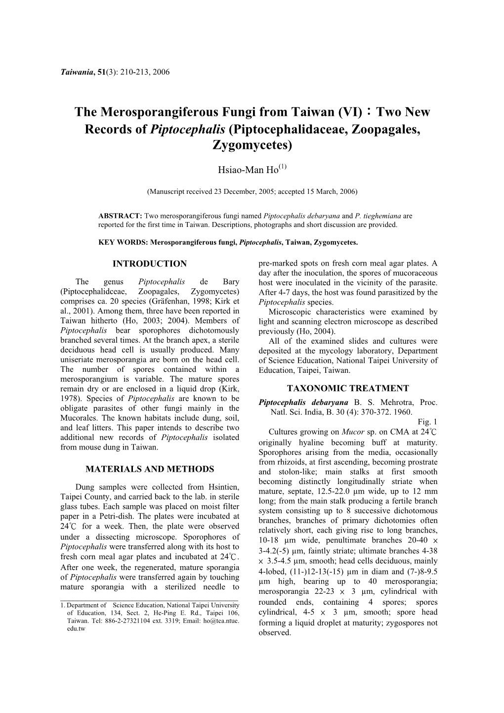 Piptocephalidaceae, Zoopagales, Zygomycetes)