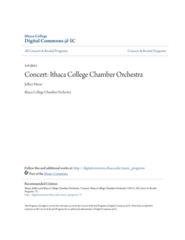 Concert: Ithaca College Chamber Orchestra Jeffery Meyer