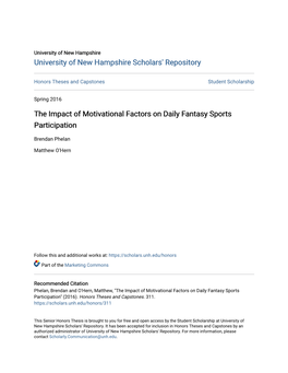 The Impact of Motivational Factors on Daily Fantasy Sports Participation
