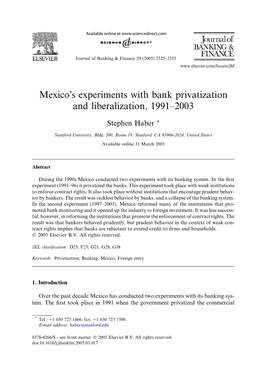 Mexico's Experiments with Bank Privatization And
