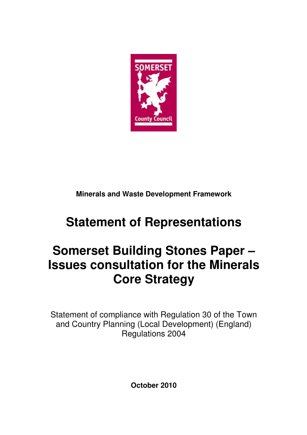 Statement of Representations Somerset Building Stones Paper