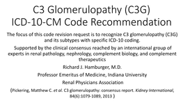 C3 Glomerulopathy (C3G) ICD-10-CM Code Recommendation