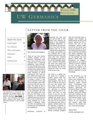 Winter 2008 Newsletter UW GERMANICS