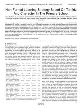 Non-Formal Learning Strategy Based on Tahfidz and Character in The