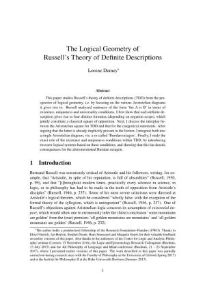 The Logical Geometry of Russell's Theory of Definite Descriptions
