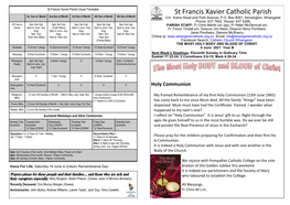 St Francis Xavier Catholic Parish 1St Sun of Month 2Nd Sun of Month 3Rd Sun of Month 4Th Sun of Month 5Th Sun of Month Cnr