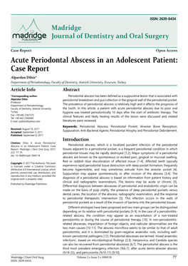 Acute Periodontal Abscess in an Adolescent Patient: Case Report