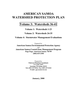 American Samoa Watershed Protection Plan