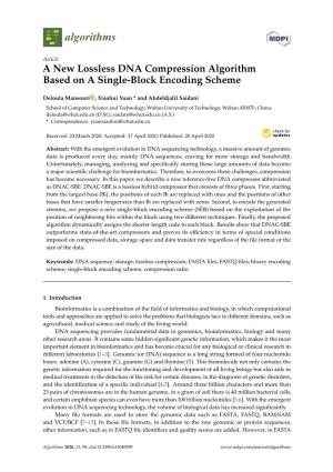 A New Lossless DNA Compression Algorithm Based on a Single-Block Encoding Scheme