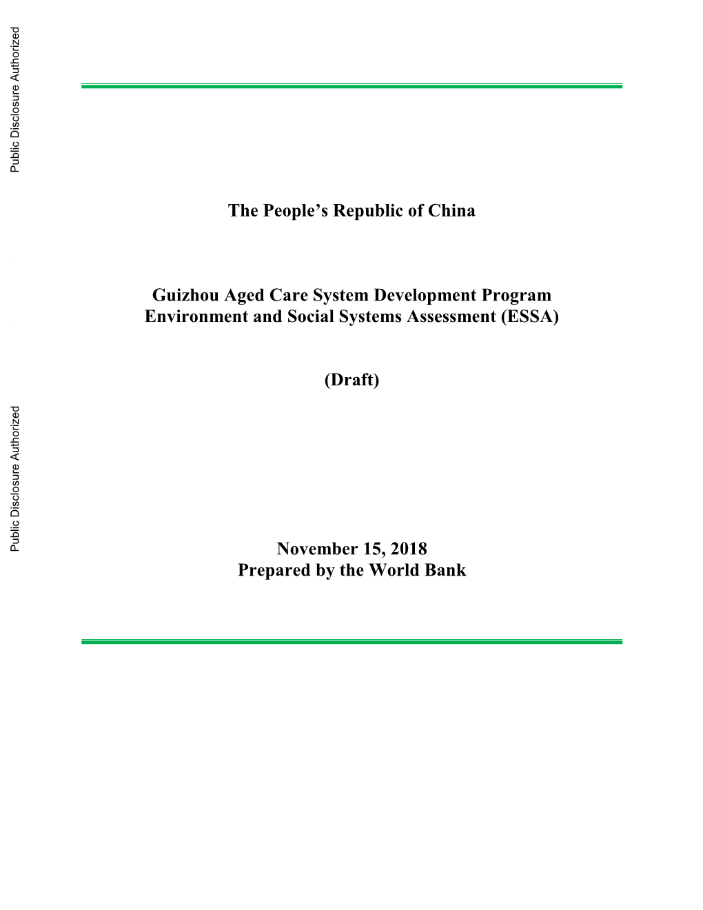 World Bank Document Requirement for Pforr Investment Operations