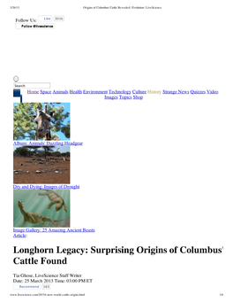 Longhorn Legacy: Surprising Origins of Columbus' Cattle Found