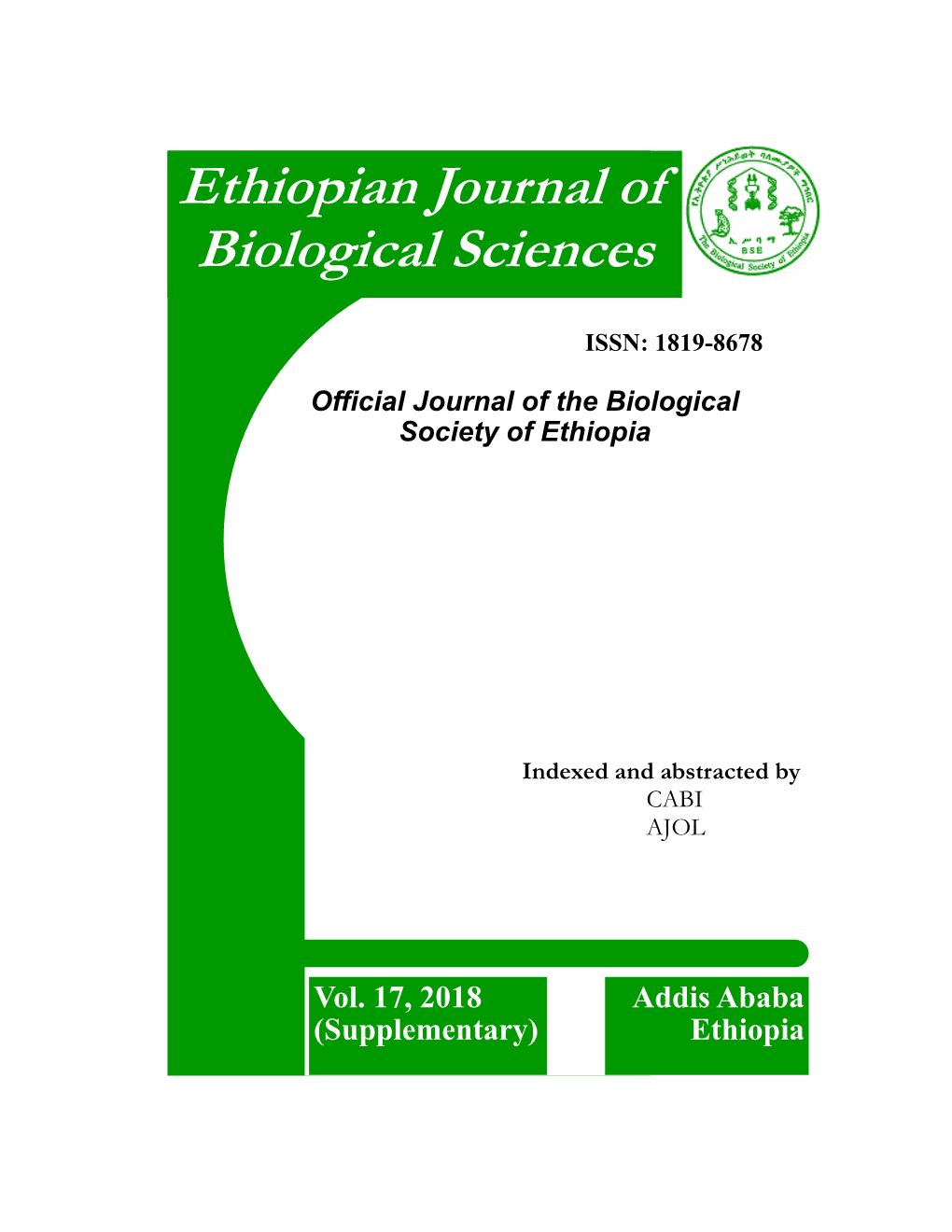 Ethiopian Journal of Biological Sciences Volume 17, Supplementary (2018)