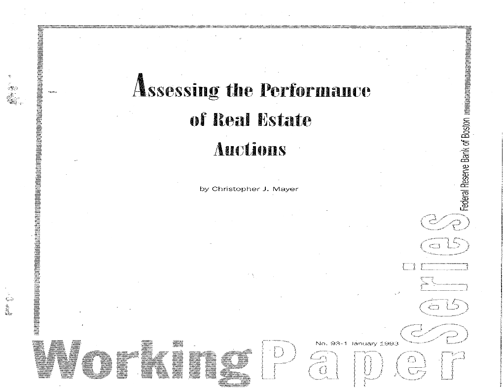 Assessing the Performance of Real Estate Auctions by Christopher J