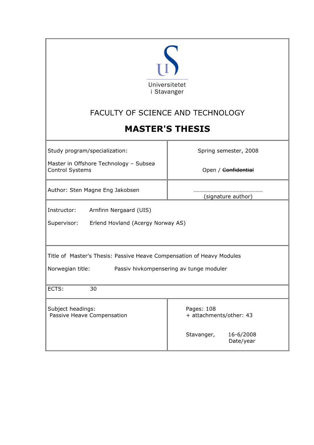 Master's Thesis