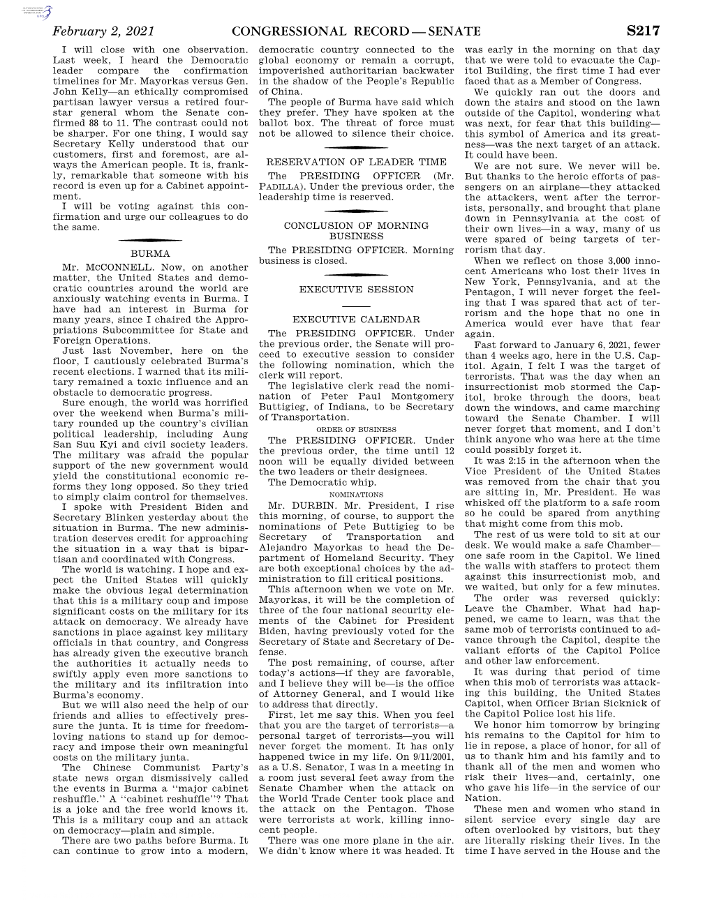 Congressional Record—Senate S217