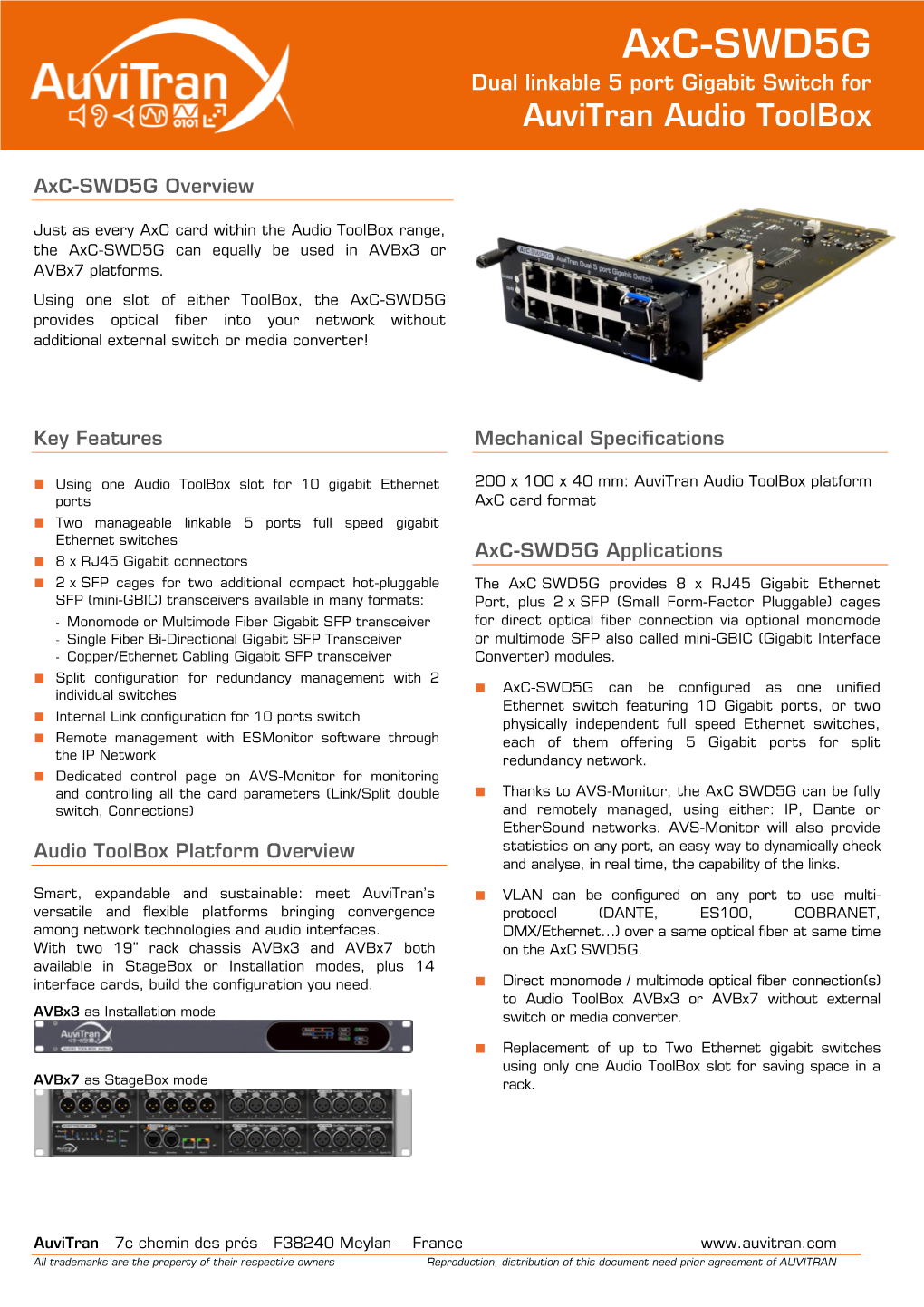 Axc-SWD5G Product Sheet