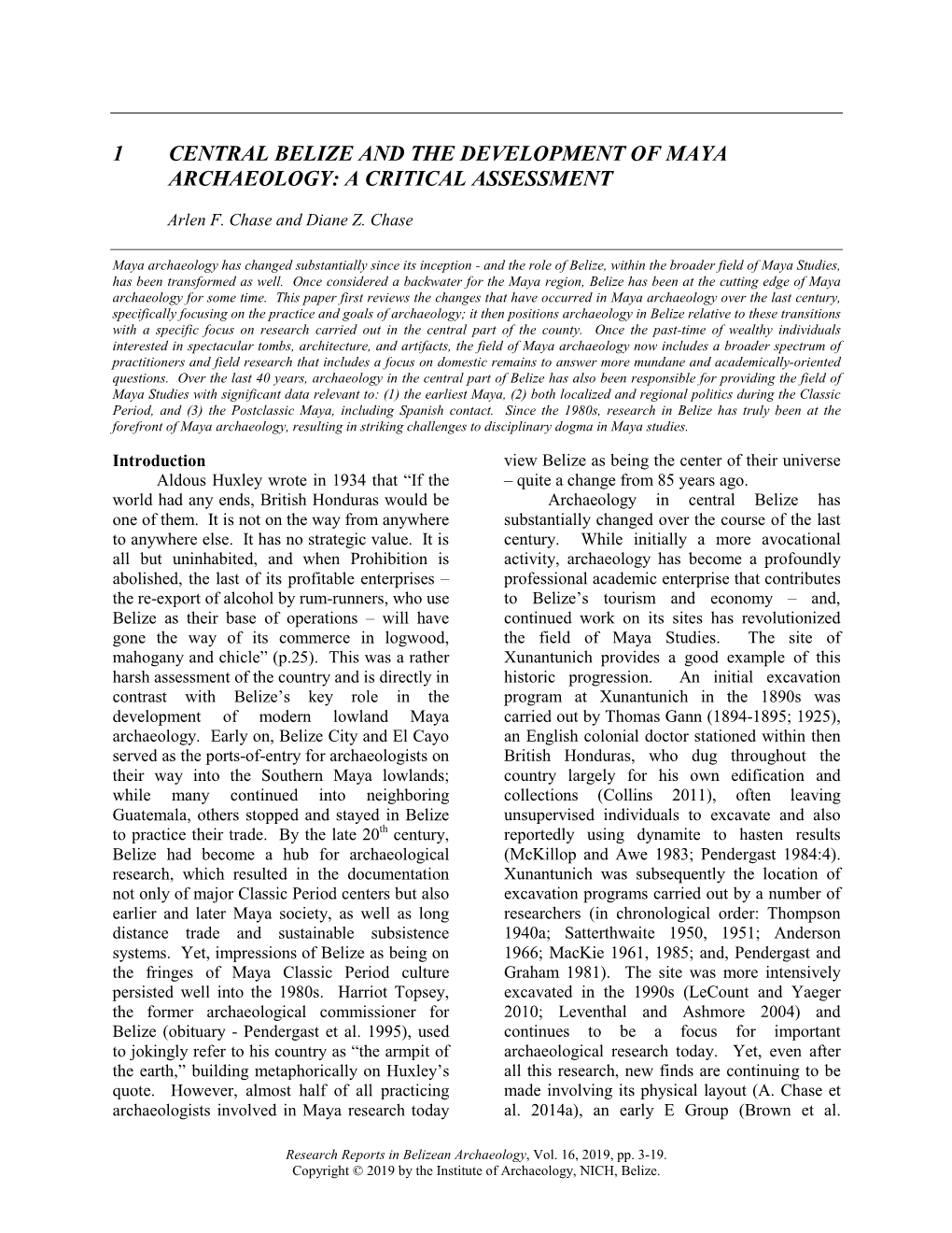 1 Central Belize and the Development of Maya Archaeology: a Critical Assessment