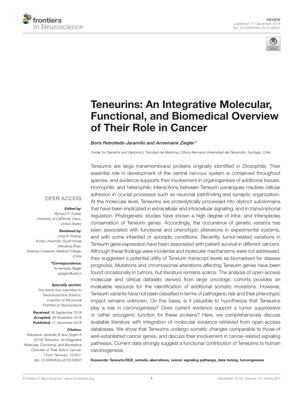 Teneurins: an Integrative Molecular, Functional, and Biomedical Overview of Their Role in Cancer