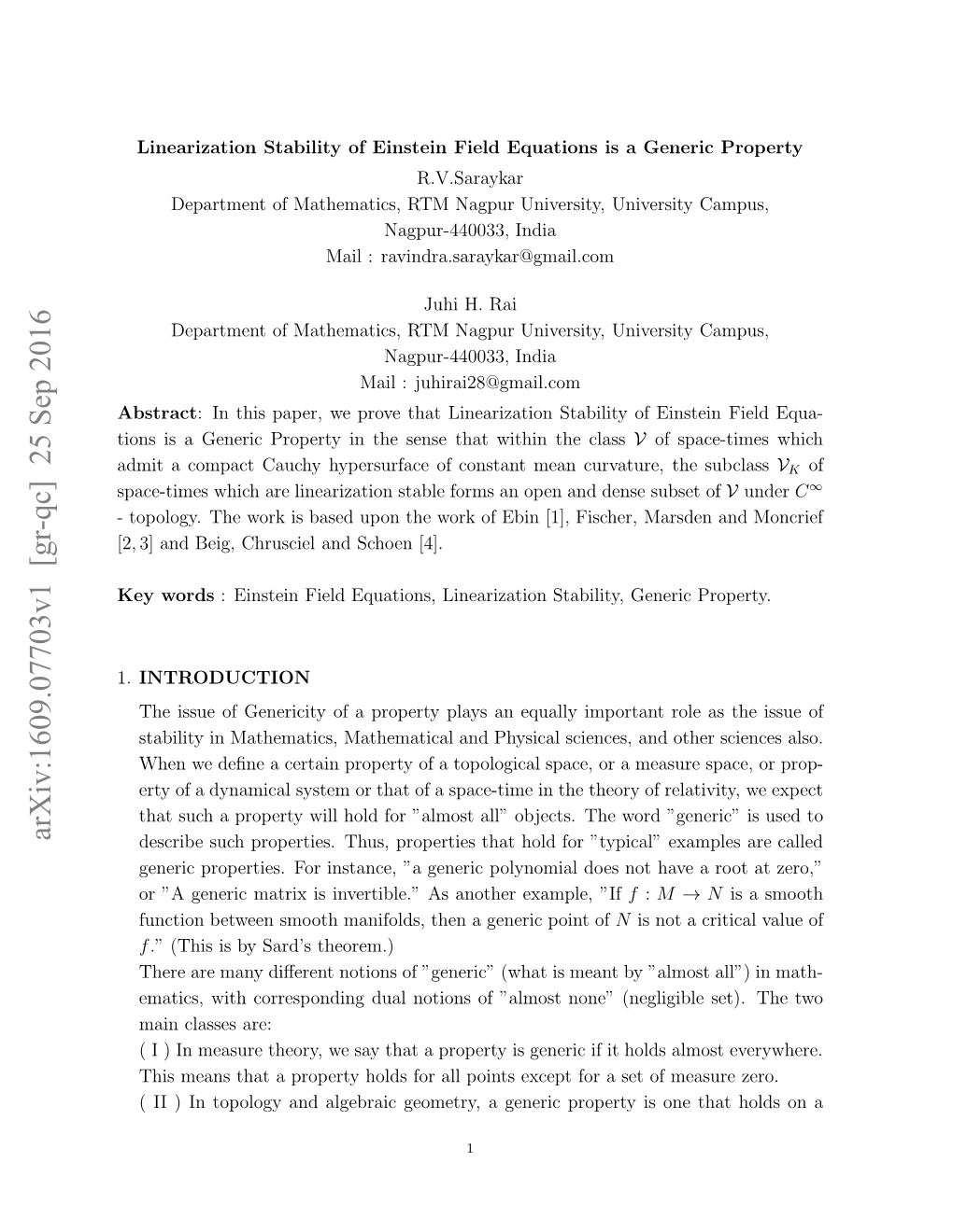 Linearization Stability of Einstein Field Equations Is a Generic Property