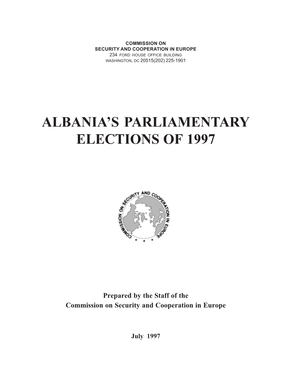 CSCE Report on Albania's Parliamentary Elections of 1997