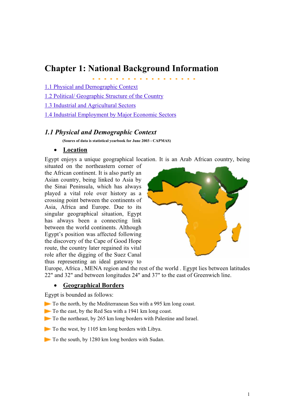 Chapter 1: National Background Information