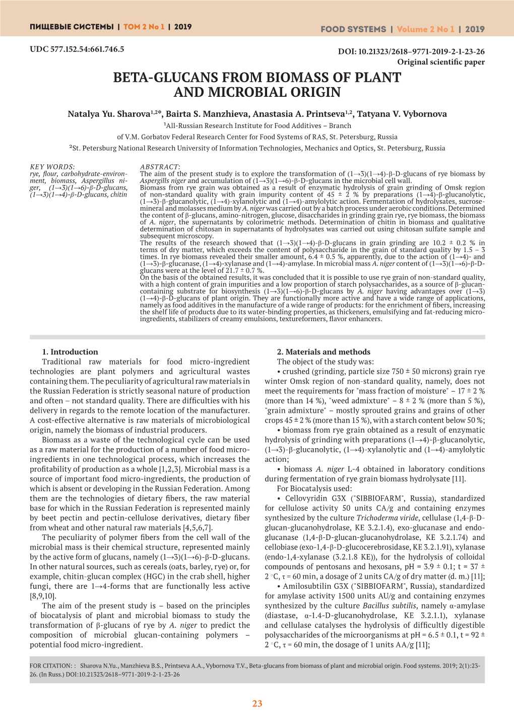 Beta-Glucans from Biomass of Plant and Microbial Origin